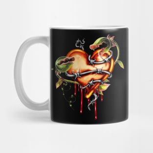 Heart with Barbed Wire and fantasy flowers Mug